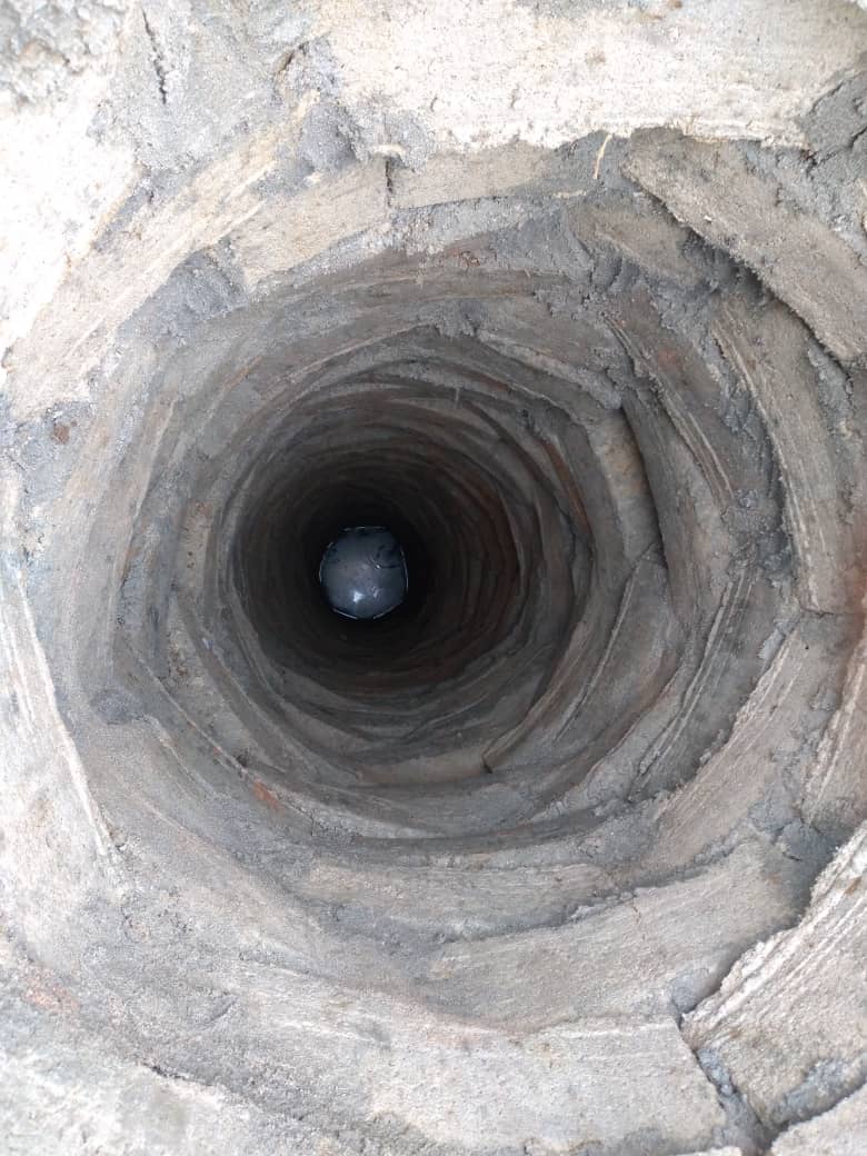 View down the inside of a well